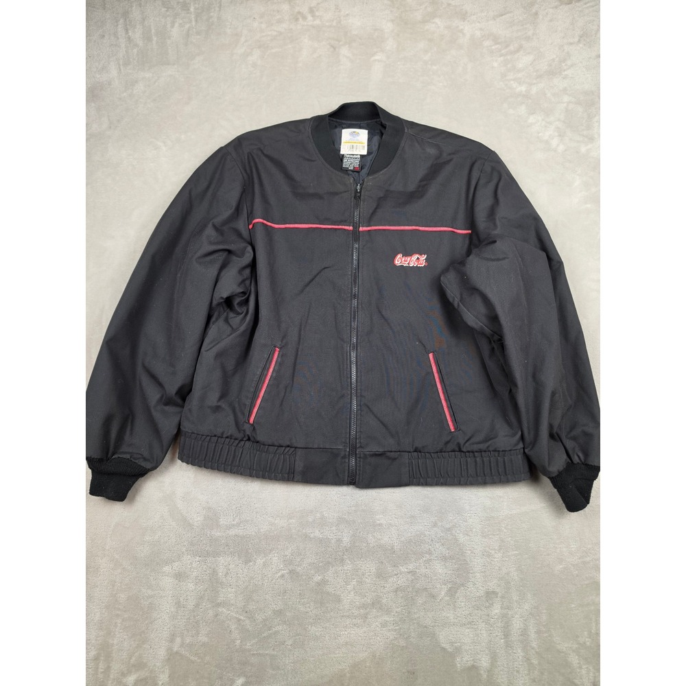 Vintage Riverside Coca-Cola Bomber Jacket Mens XL Black Thinsulate Zip Up USA
